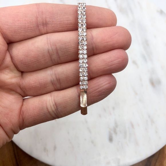 Rose Gold Rhinestone Hair Barrettes Pack Of 4 - Picture 6 of 7